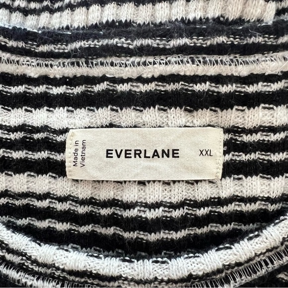 Everlane The Cozy Rib Tee Black and White Stripe XXL - Picture 6 of 7